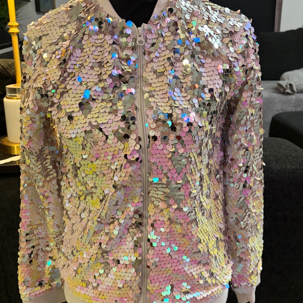 Iridescent sequin bomber jacket Girls 14/16